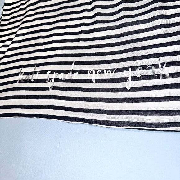 NWOT KATE SPADE NEW YORK Women's black and white striped scarf and shawl - Picture 4 of 10